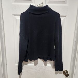 Abercrombie & Fitch Black Waffle Knit Turtleneck Top
